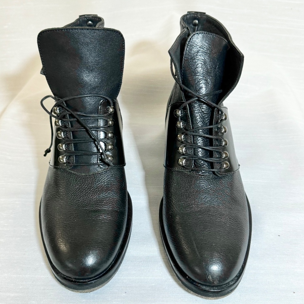 Napoleoni Made in Italy Black Lace up Leather Boots Sz 39